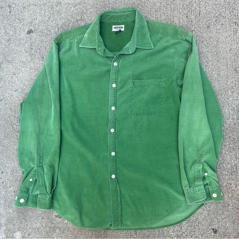 90s Guess Jeans green corduroy shirt